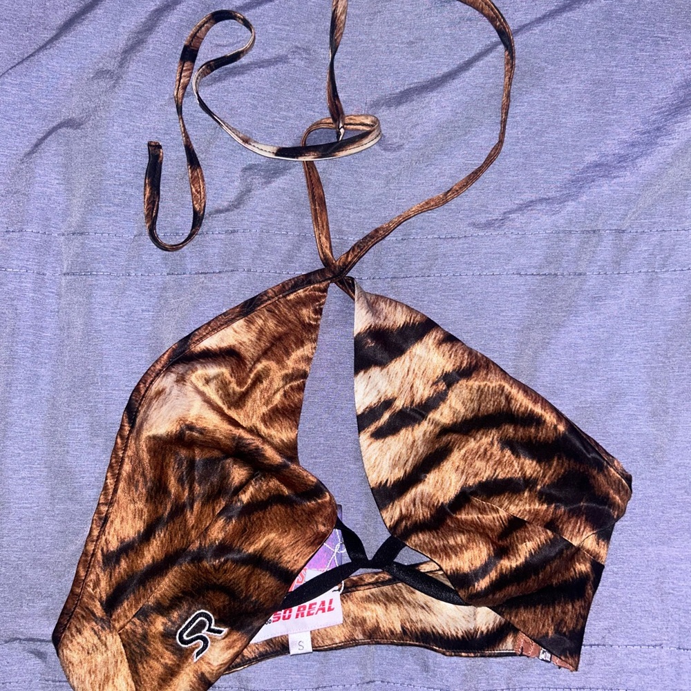 Brown Tiger Print Crop Top - Picture 2 of 3